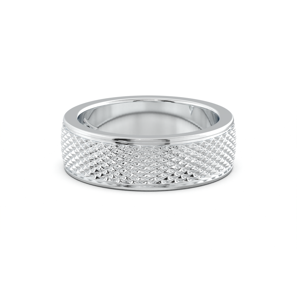 Diamond-Cut Textured Men's Wedding Band