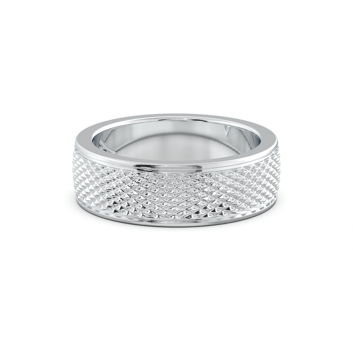Diamond-Cut Textured Men's Wedding Band