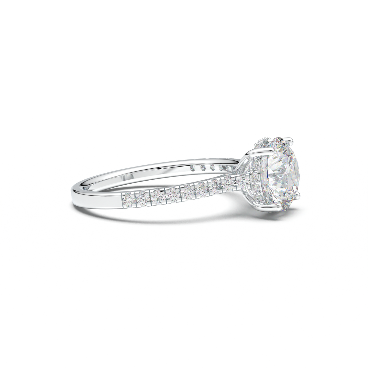 Round Pavé Engagement Ring