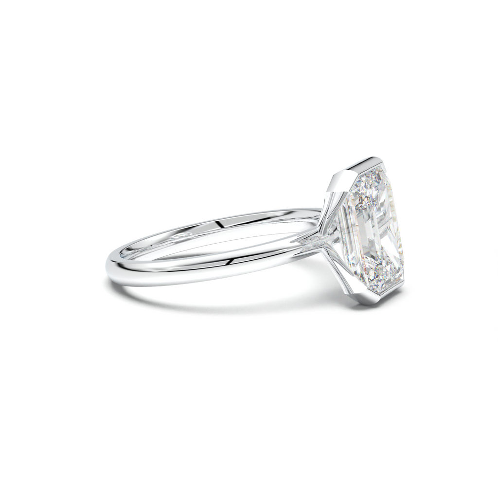 Emerald Cut Half-Bezel Engagement Ring