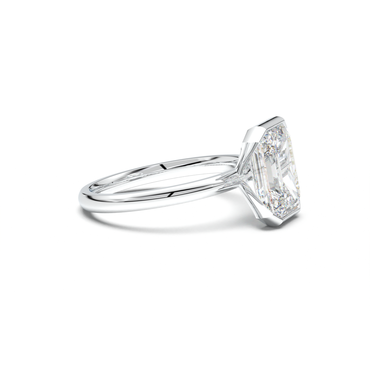 Emerald Cut Half-Bezel Engagement Ring