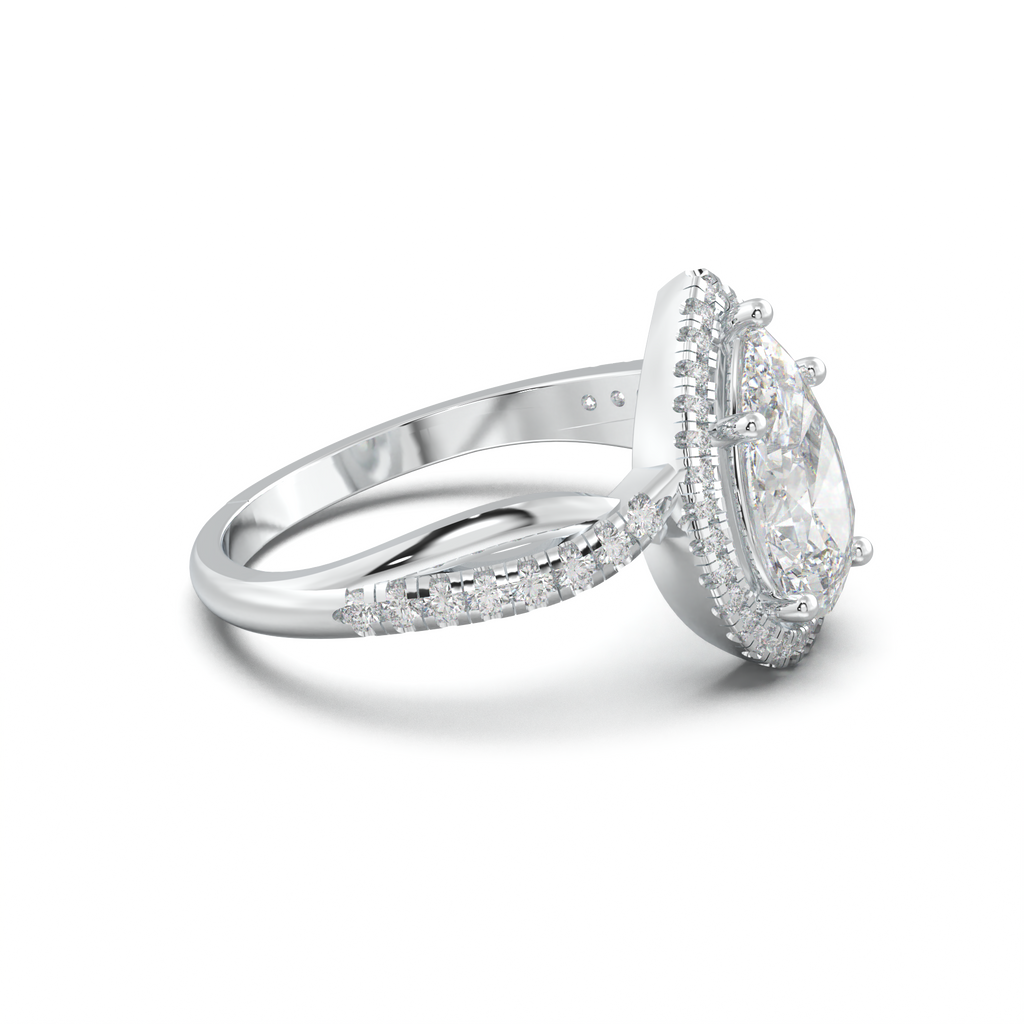 Pear Halo Twisted Pavé Engagement Ring
