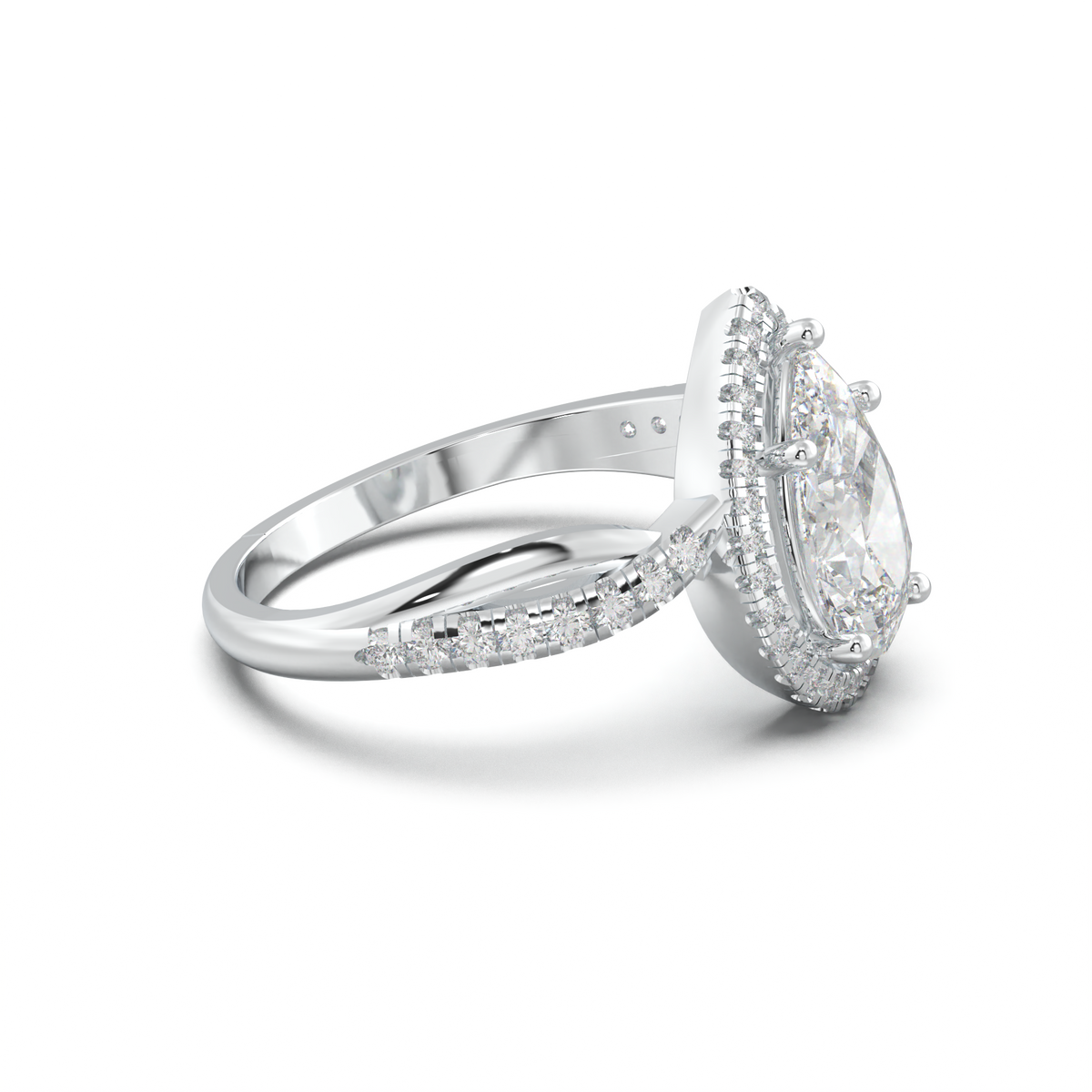 Pear Halo Twisted Pavé Engagement Ring