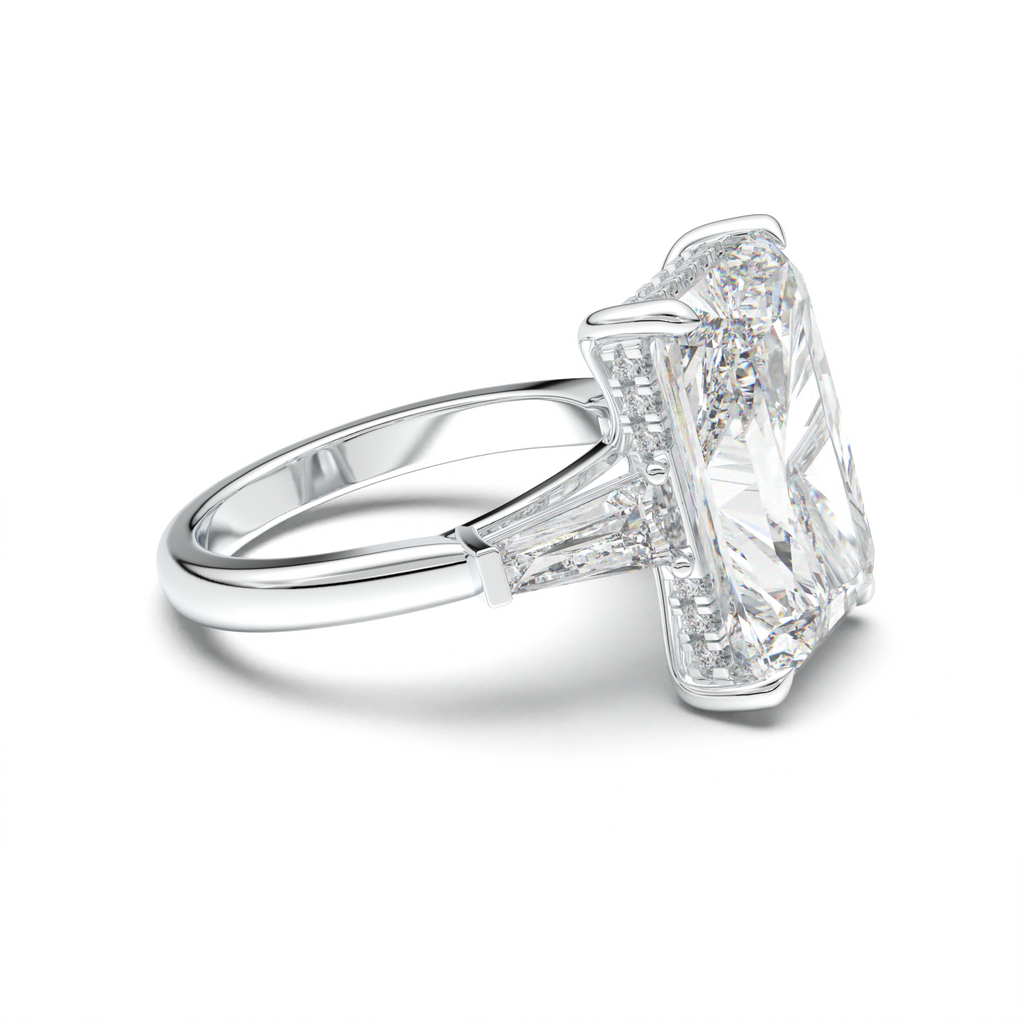 Radiant Baguette Hidden Halo Engagement Ring