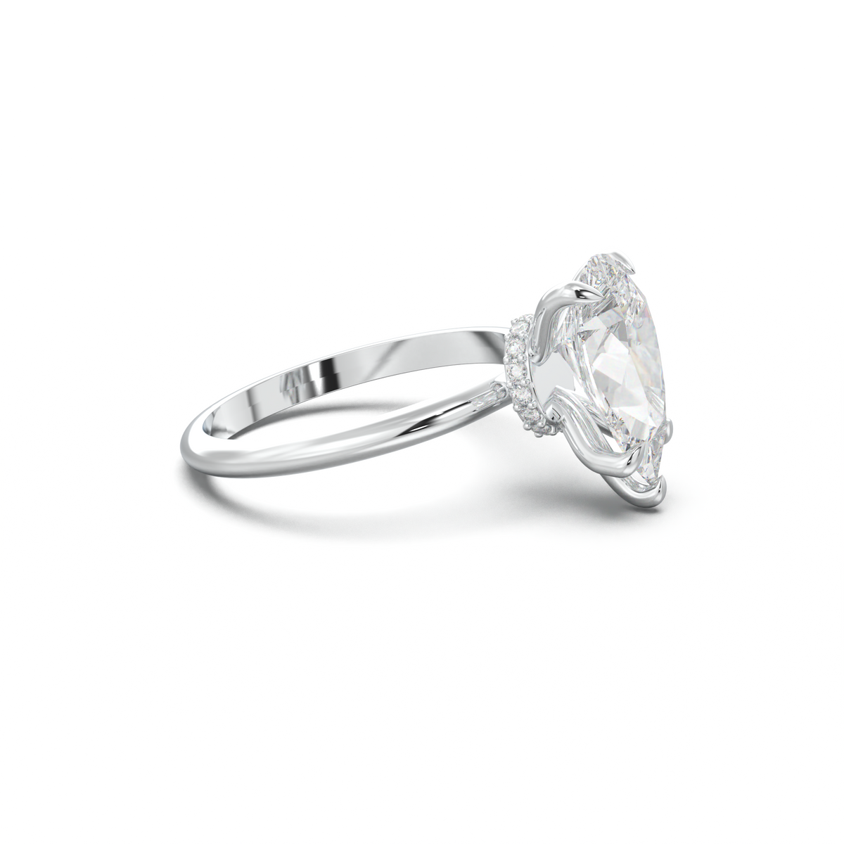 Pear Hidden Halo Engagement Ring