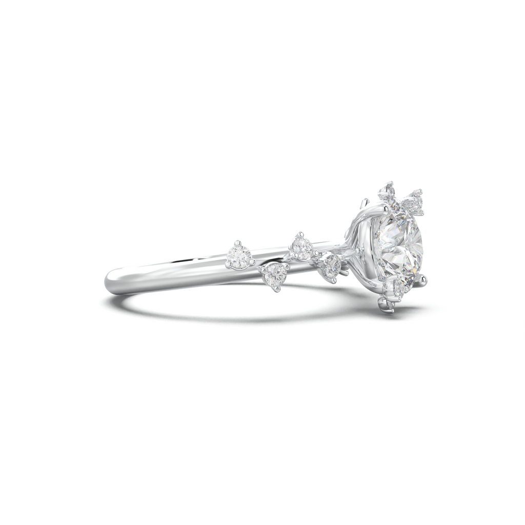 Round Botanical Accent Engagement Ring