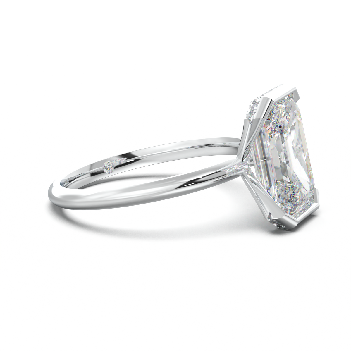 Emerald Hidden Halo Engagement Ring