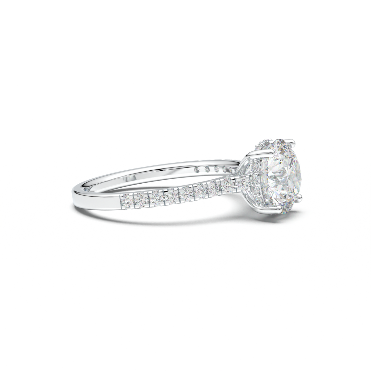 Round Pavé Engagement Ring