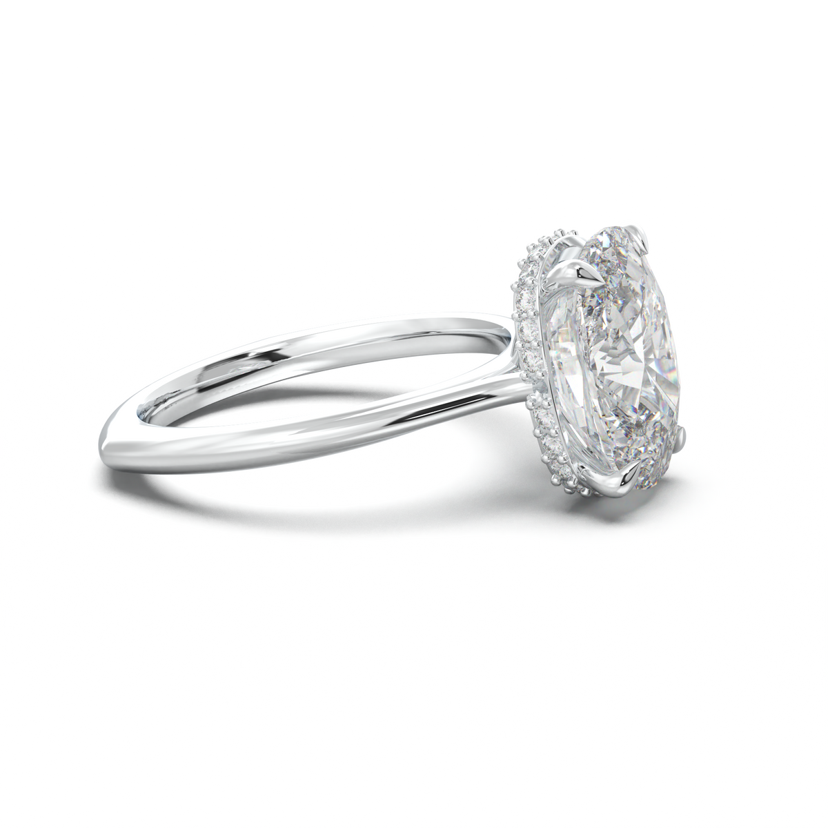 Cushion Hidden Halo Engagement Ring