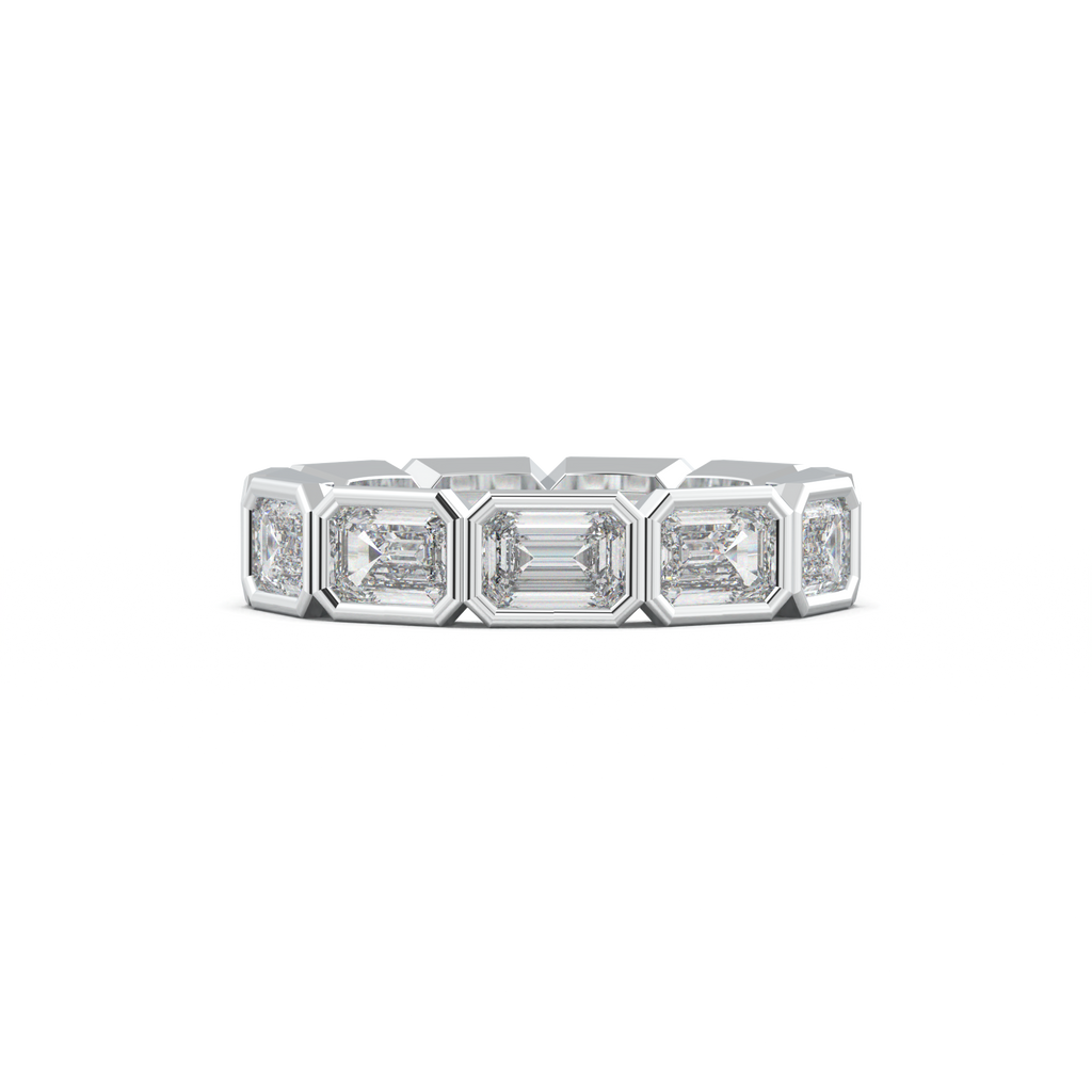 Emerald-Cut Bezel-Style Eternity Wedding Band