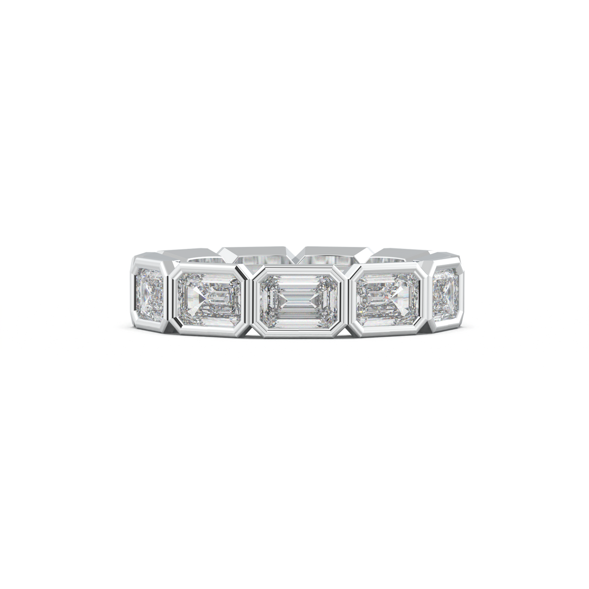 Emerald-Cut Bezel-Style Eternity Wedding Band