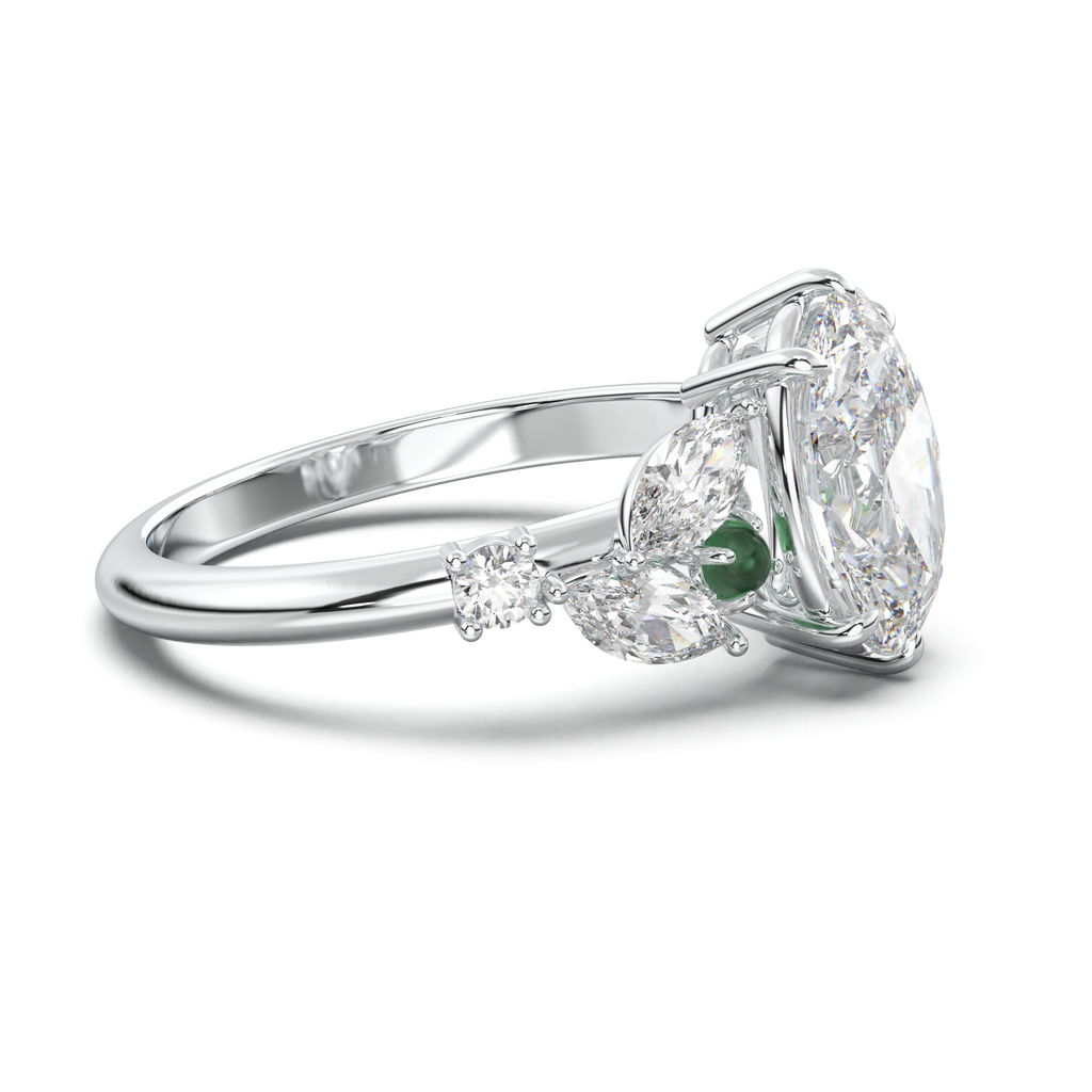 Oval Marquise-Accent Engagement Ring