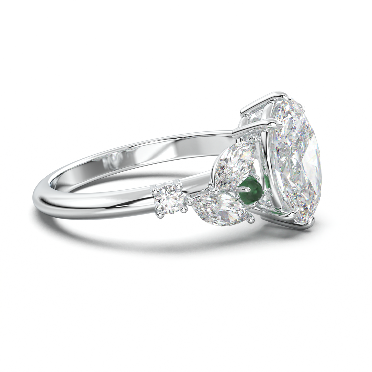 Oval Marquise-Accent Engagement Ring