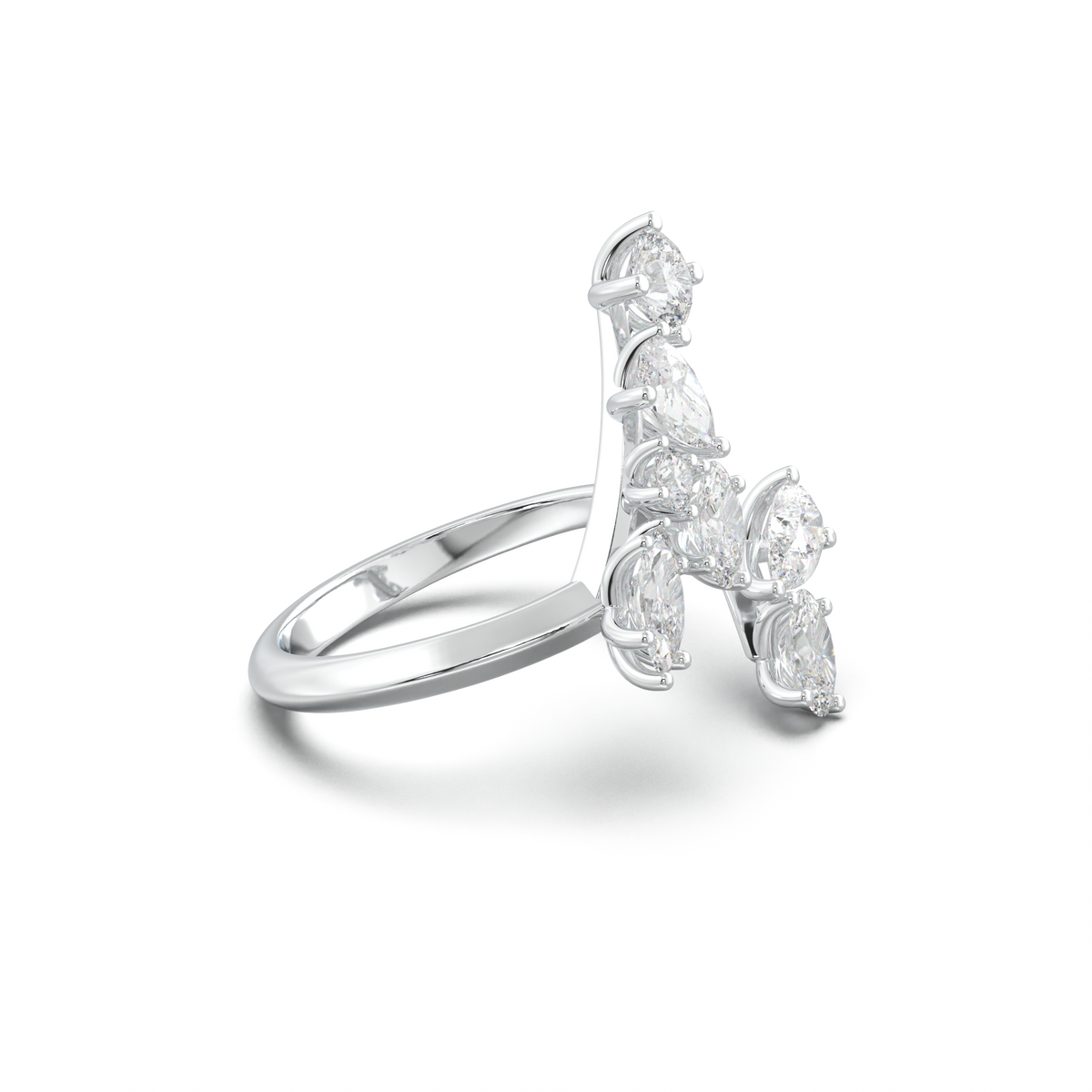 Asymmetric Mixed-Shape Diamond & Peridot Ring