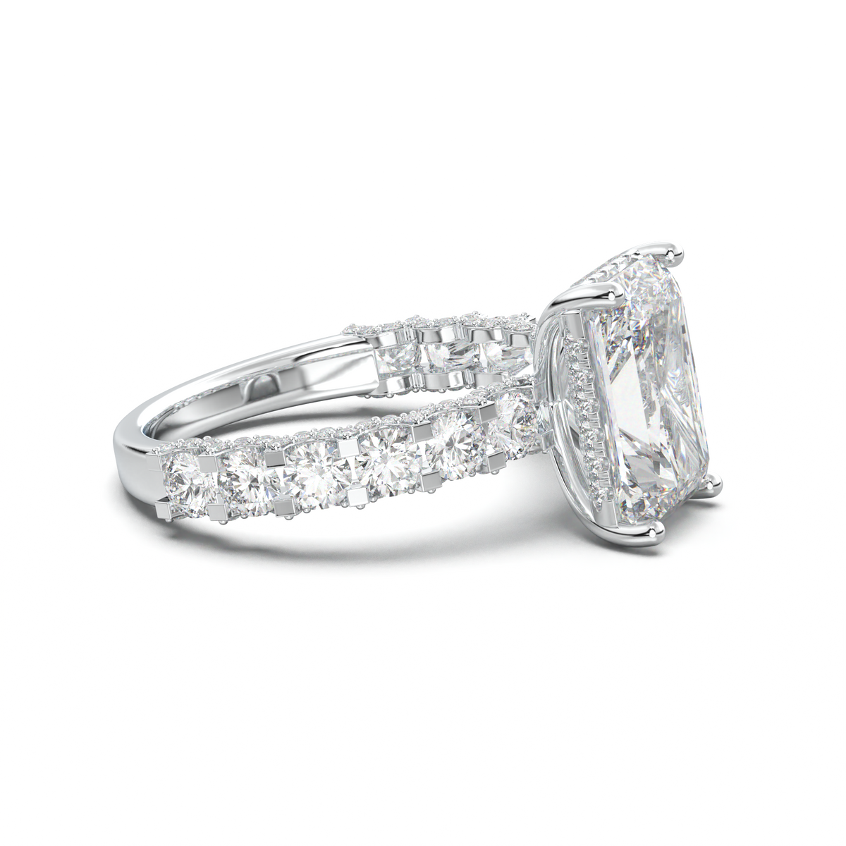 Radiant Diamond Band Engagement Ring