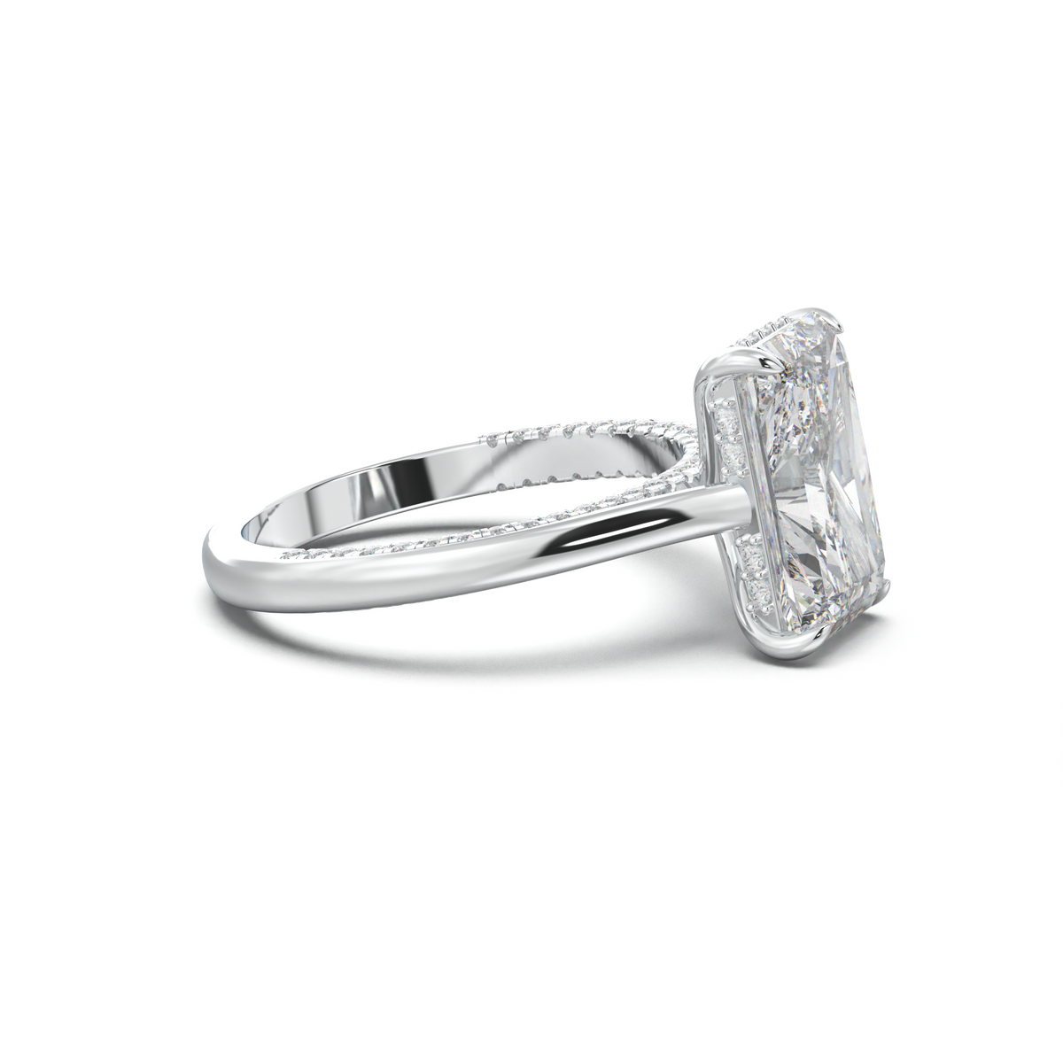 Radiant Pavé Hidden Halo Engagement Ring