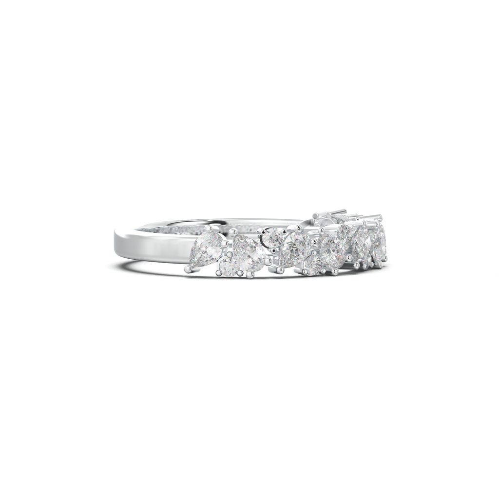 Alternating Pear & Round Half-Eternity Wedding Band