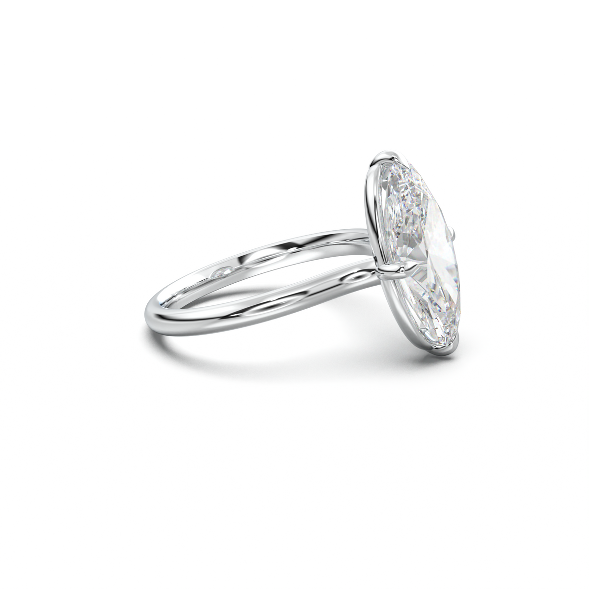 Elongated Moval Solitaire Engagement Ring