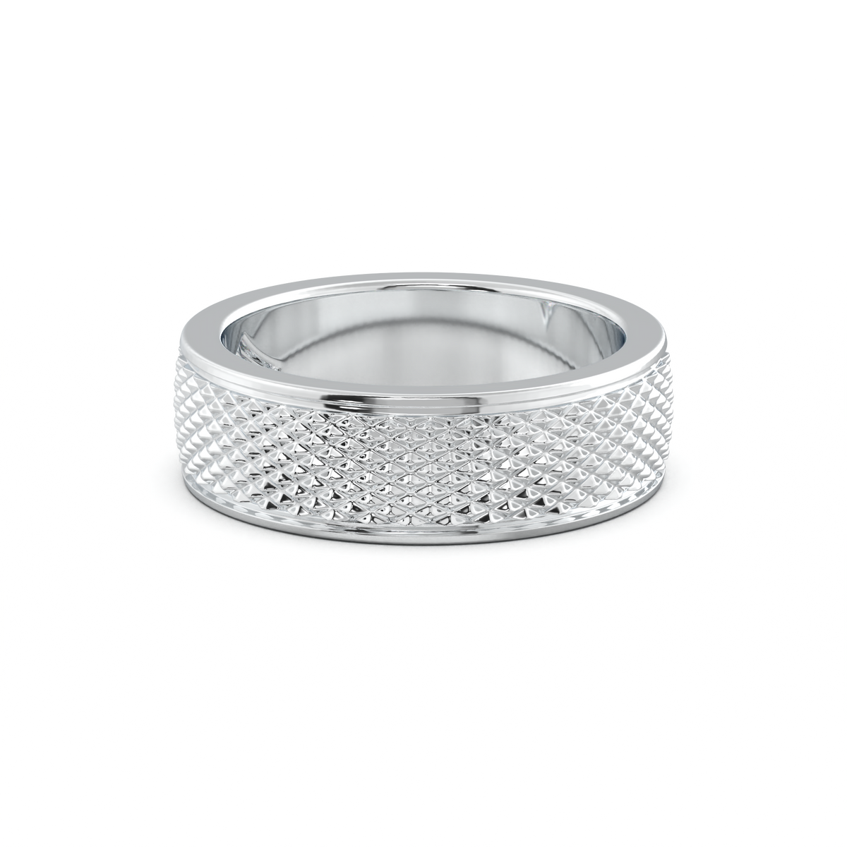 Diamond-Cut Textured Men's Wedding Band