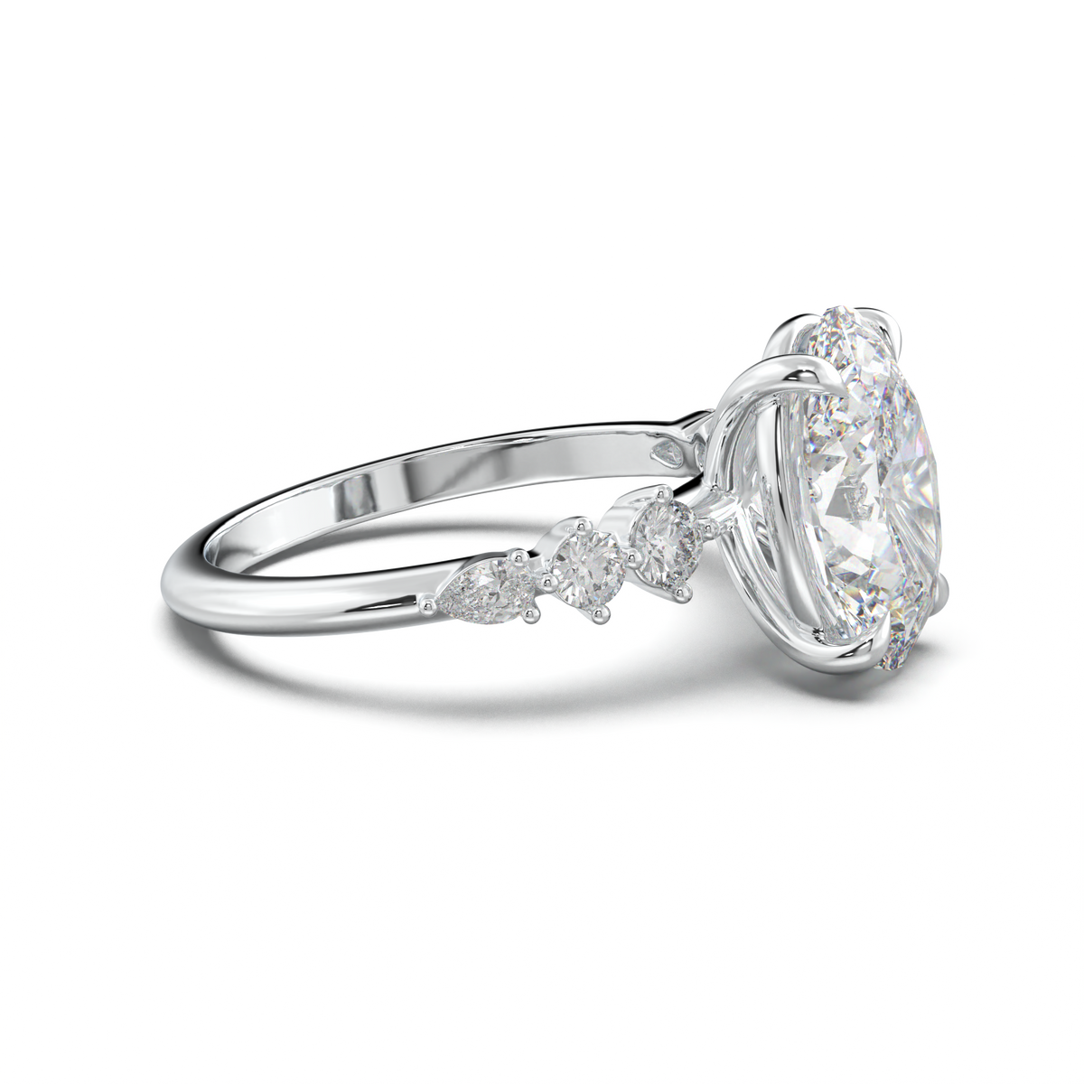 Oval Pear-Accent Engagement Ring