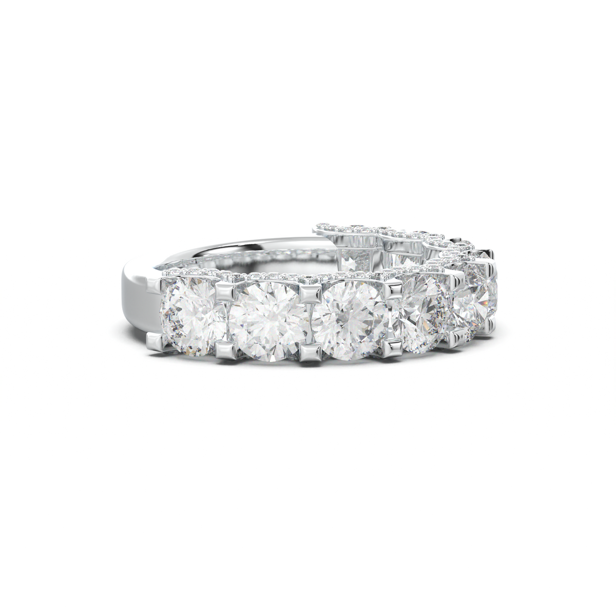 Round Diamond Pavé-Edge Wedding Band