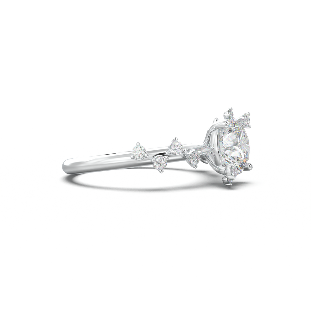 Round Botanical Accent Engagement Ring