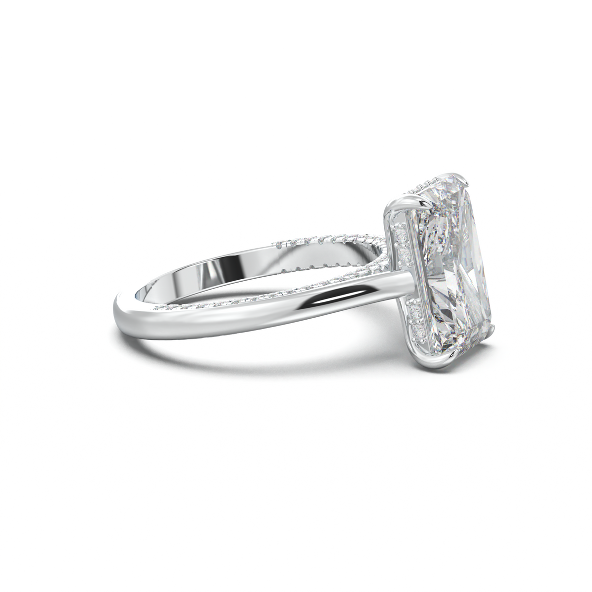Radiant Pavé Hidden Halo Engagement Ring