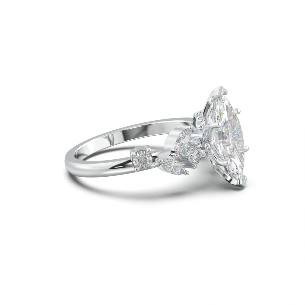 Marquise Mixed Side-Stone Engagement Ring