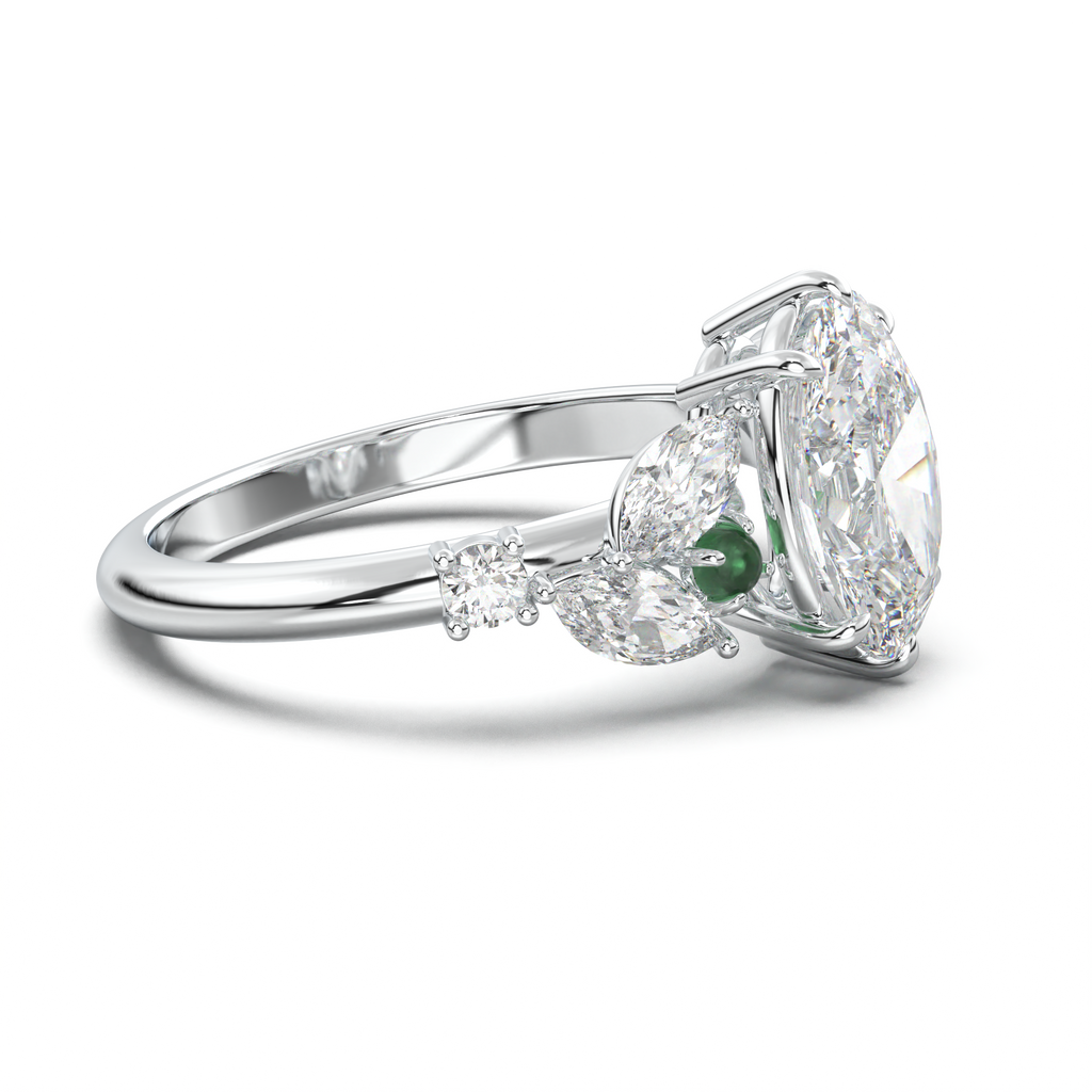 Oval Marquise-Accent Engagement Ring