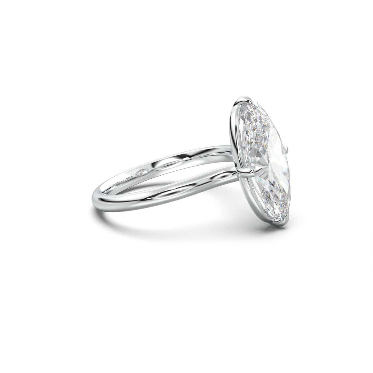 Elongated Moval Solitaire Engagement Ring