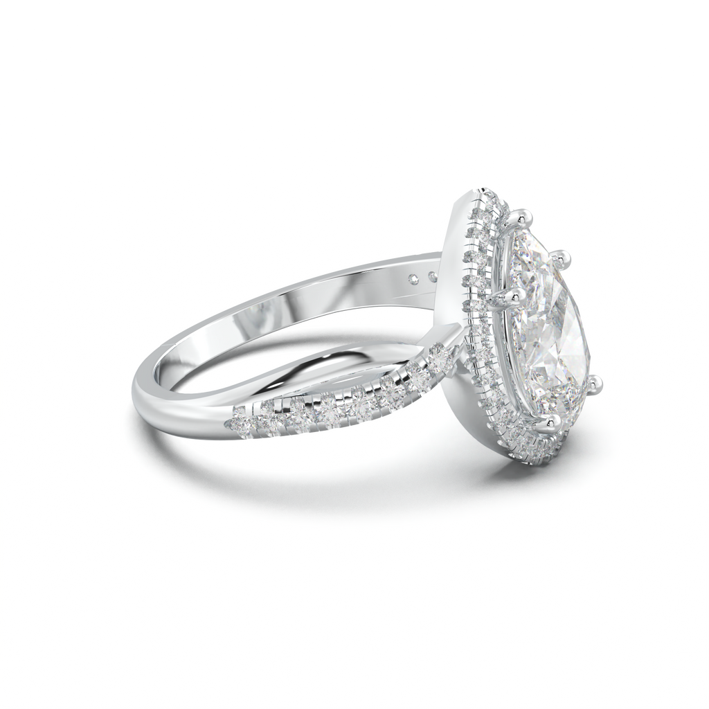 Pear Halo Twisted Pavé Engagement Ring