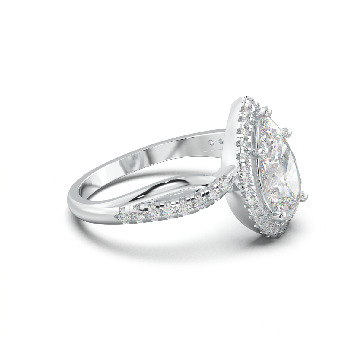 Pear Halo Twisted Pavé Engagement Ring