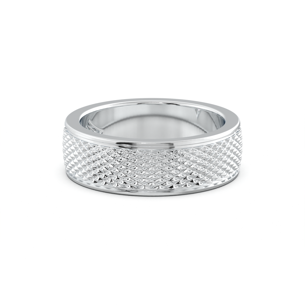 Diamond-Cut Textured Men's Wedding Band