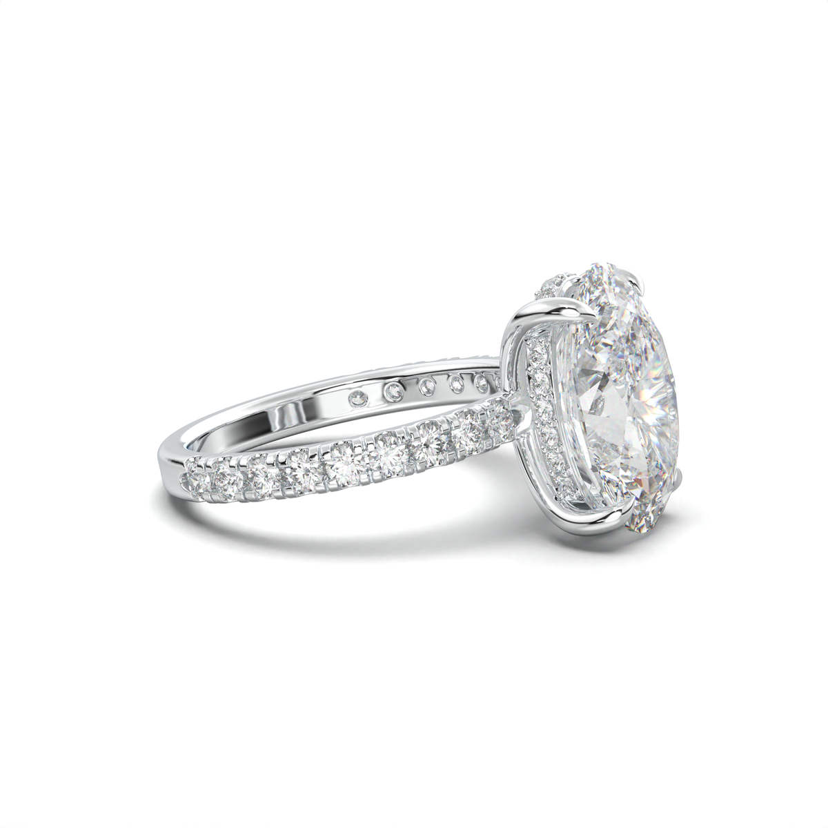 Oval Pavé Hidden Halo Engagement Ring