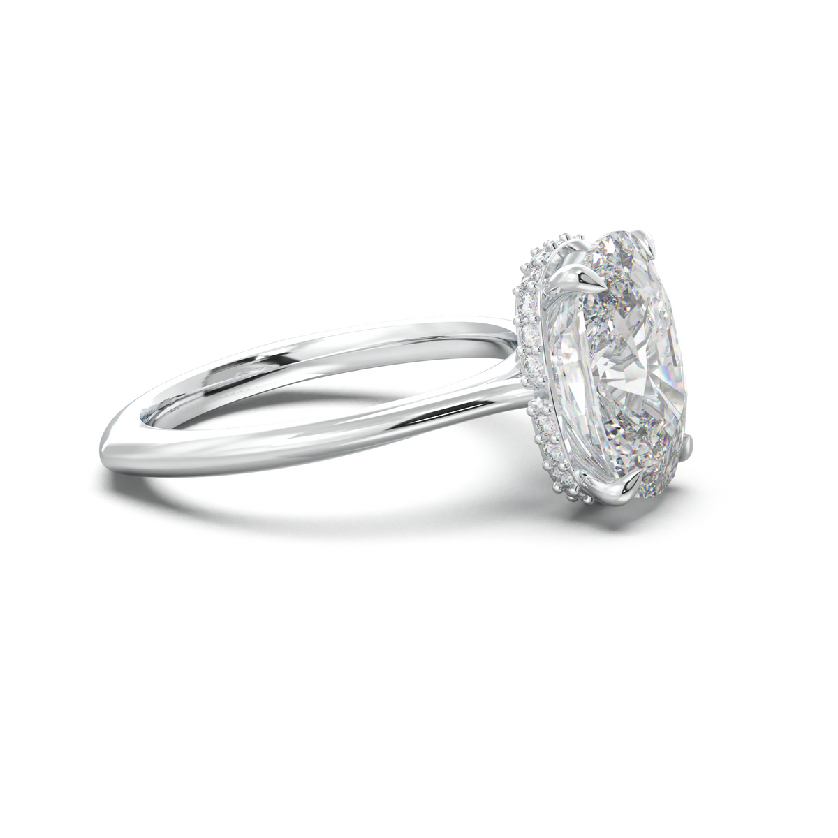 Cushion Hidden Halo Engagement Ring