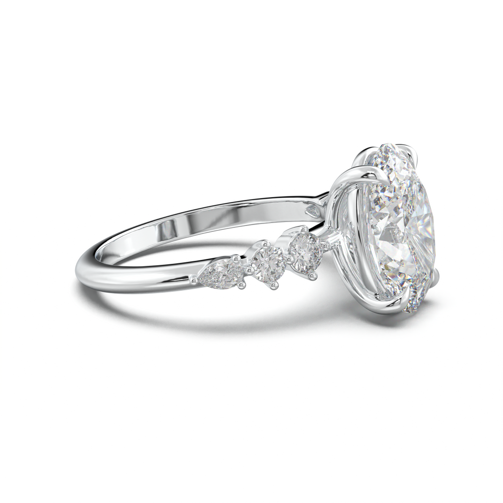 Oval Pear-Accent Engagement Ring