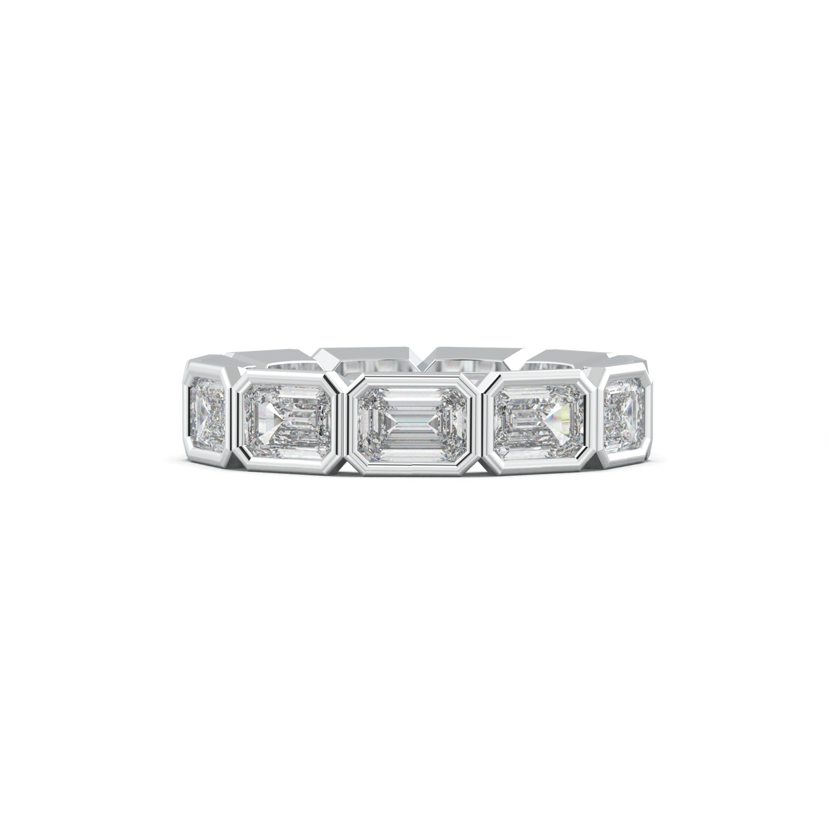 Emerald-Cut Bezel-Style Eternity Wedding Band