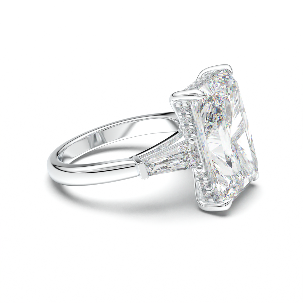 Radiant Baguette Hidden Halo Engagement Ring
