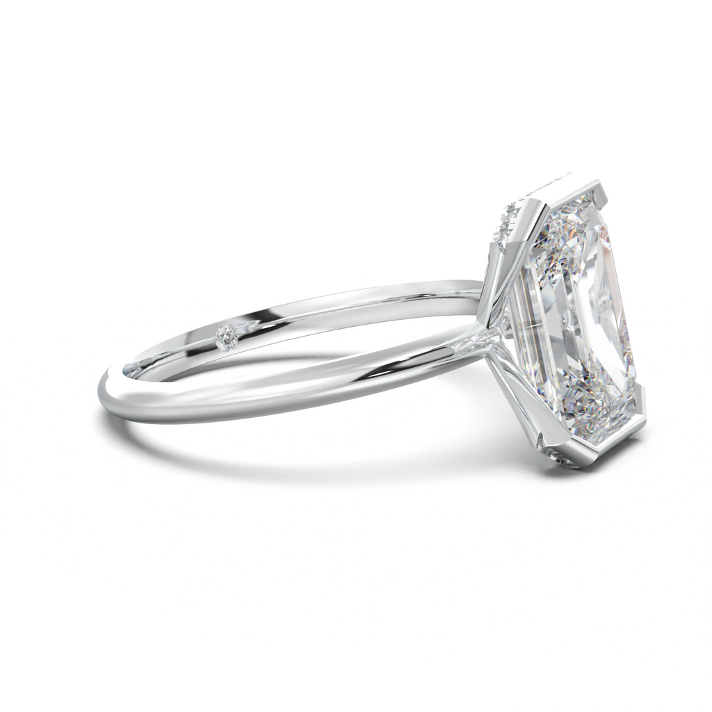 Emerald Hidden Halo Engagement Ring