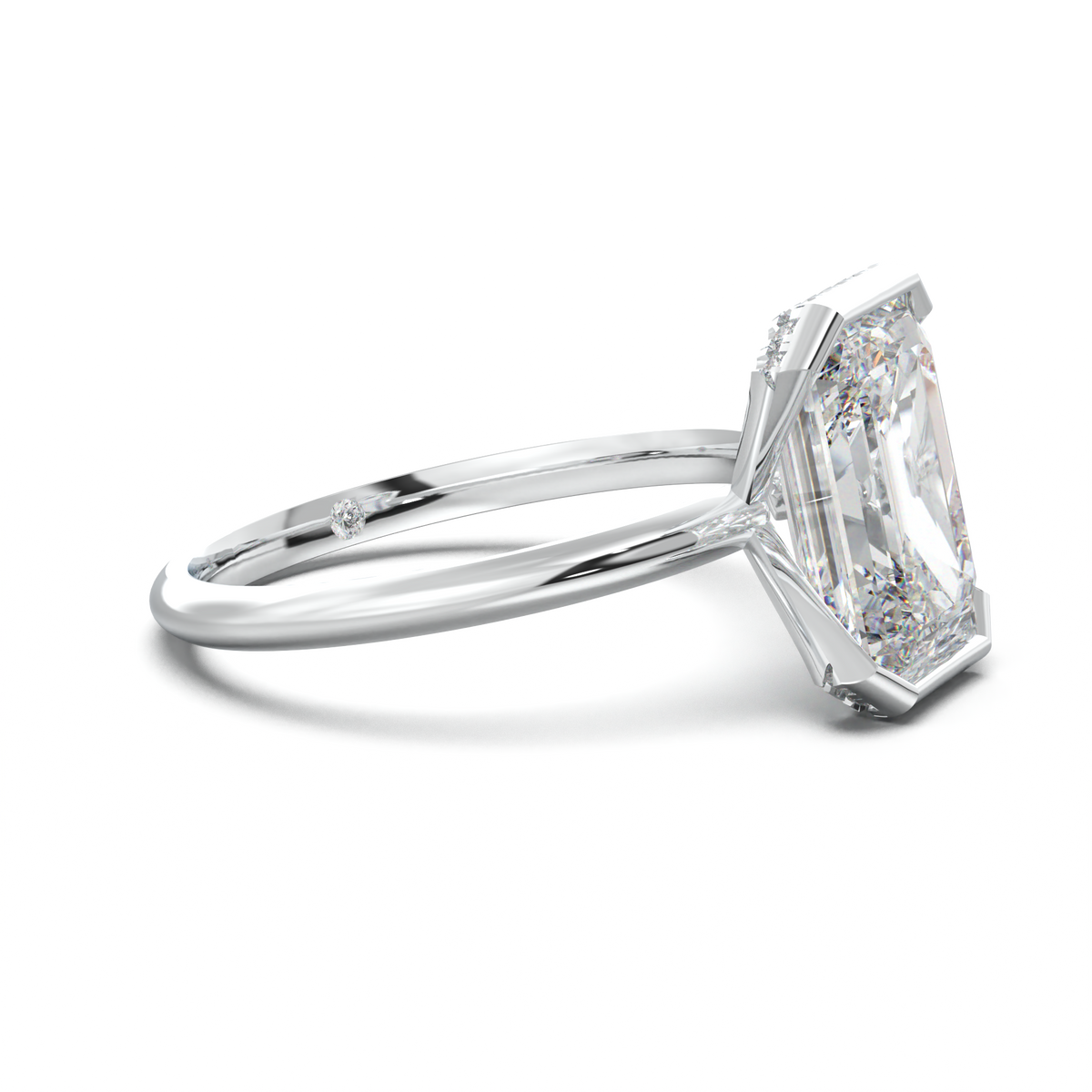 Emerald Hidden Halo Engagement Ring