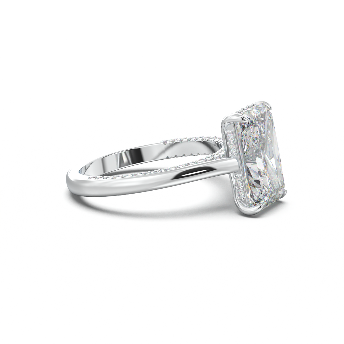 Radiant Pavé Hidden Halo Engagement Ring