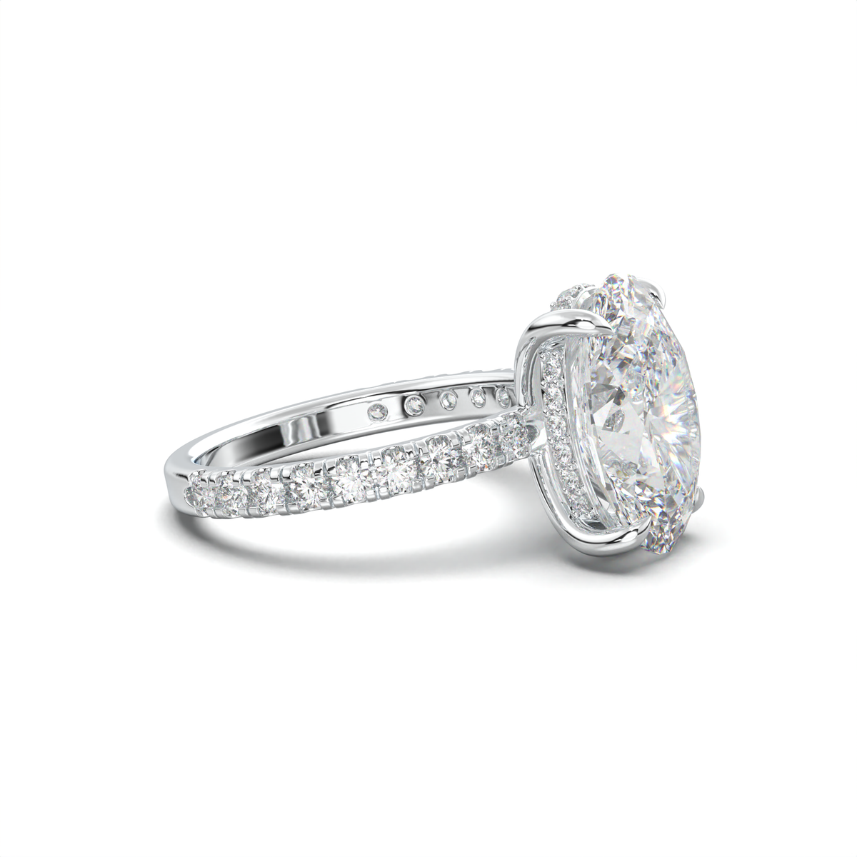 Cushion Hidden Halo Pavé Engagement Ring