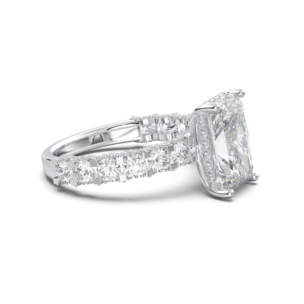 Radiant Diamond Band Engagement Ring