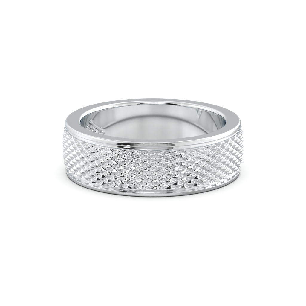 Diamond-Cut Textured Men's Wedding Band