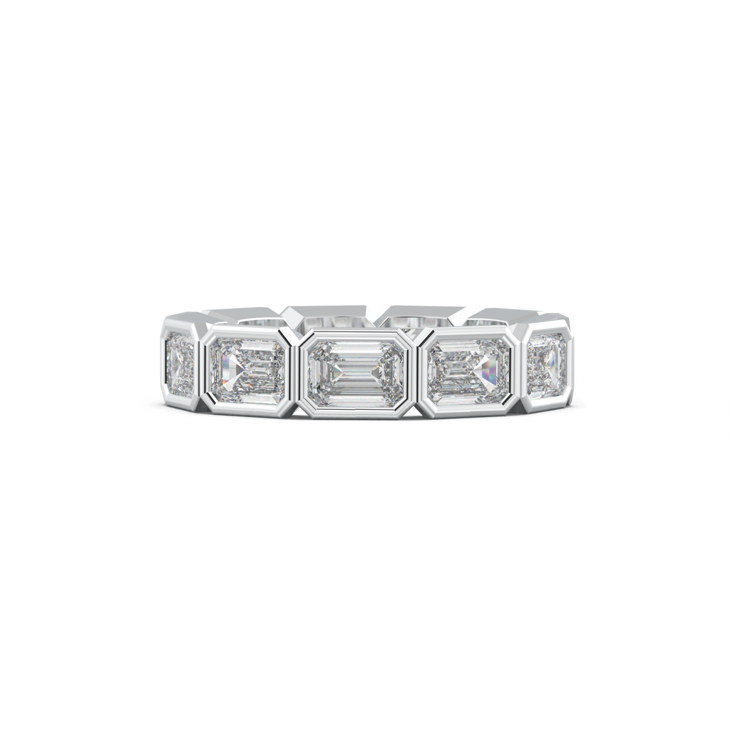 Emerald-Cut Bezel-Style Eternity Wedding Band