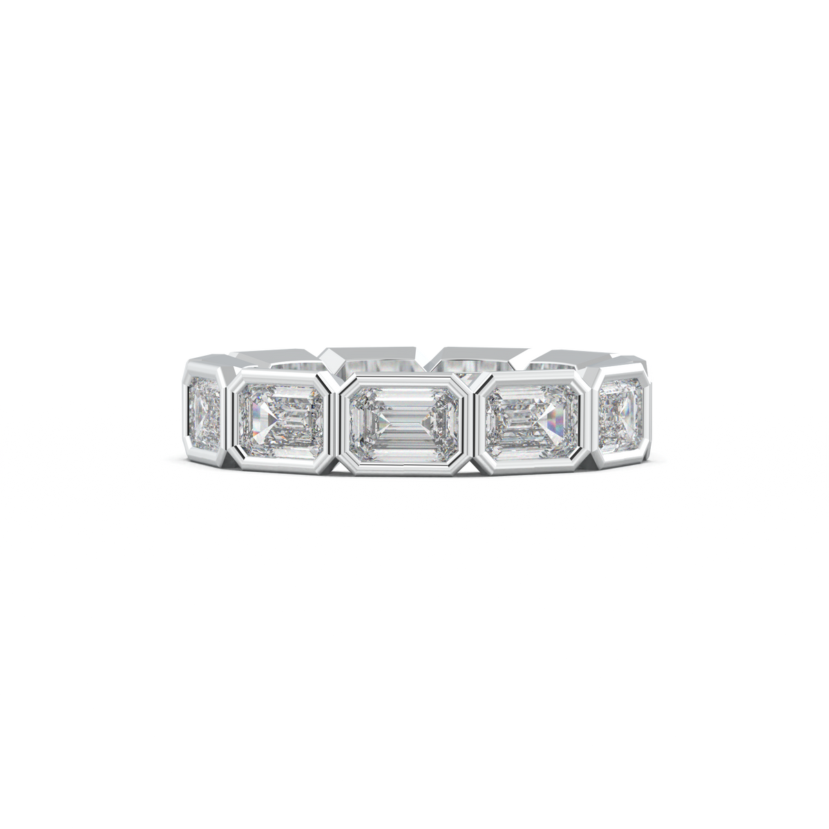 Emerald-Cut Bezel-Style Eternity Wedding Band