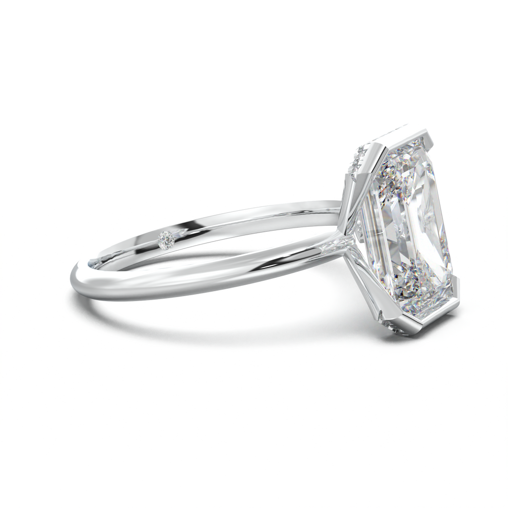 Emerald Hidden Halo Engagement Ring
