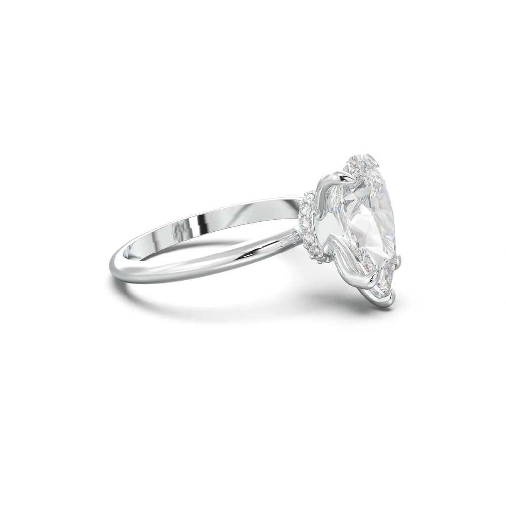 Pear Hidden Halo Engagement Ring