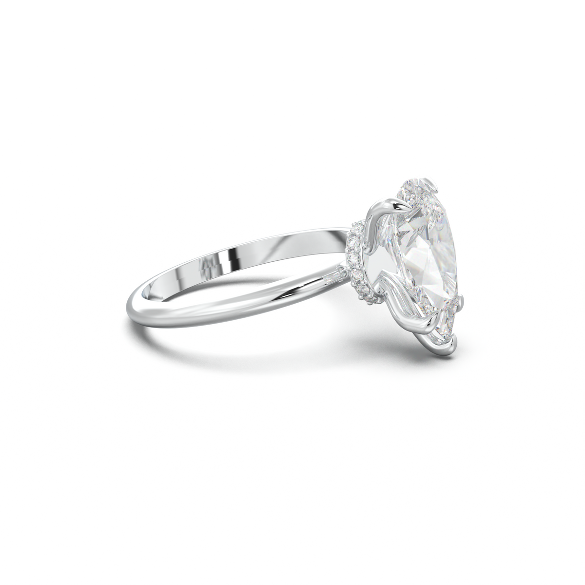 Pear Hidden Halo Engagement Ring