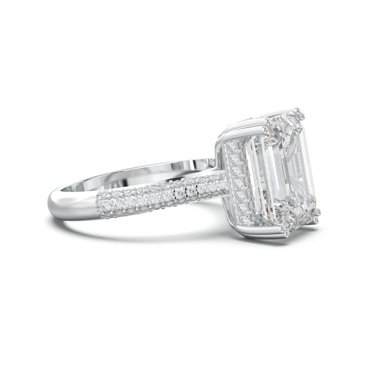 Emerald Double Pavé Engagement Ring